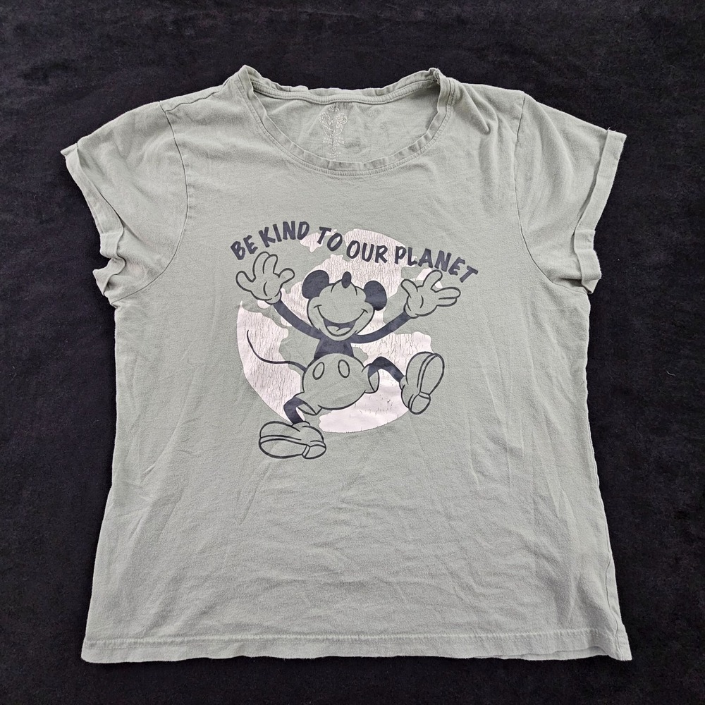 Be Kind to Our Planet Mickey Mouse Disney Green Short Sleeve T-Shirt Women's M - Picture 1 of 7